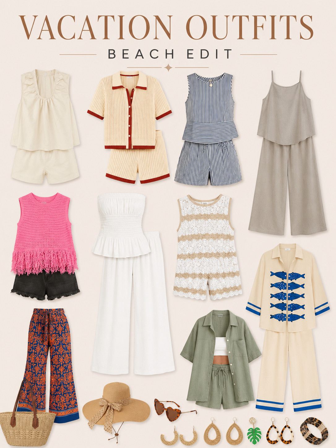Vacation mode: ON ☀️🌴

From breezy matching sets to easy throw-on outfits, these are the pieces I’d pack for a beach getaway. Lightweight, effortless, and cute enough for everything from morning coffee runs to sunset dinners by the water.

Which look are you packing first? 🐚✨

#LTKStyle #VacationOutfits #BeachStyle #ResortWear #SummerFashion #TravelStyle #BeachVacation #VacationLooks #LTKFinds #SummerOutfits
 

 #LTKootd #LTKSeasonal #LTKTravel