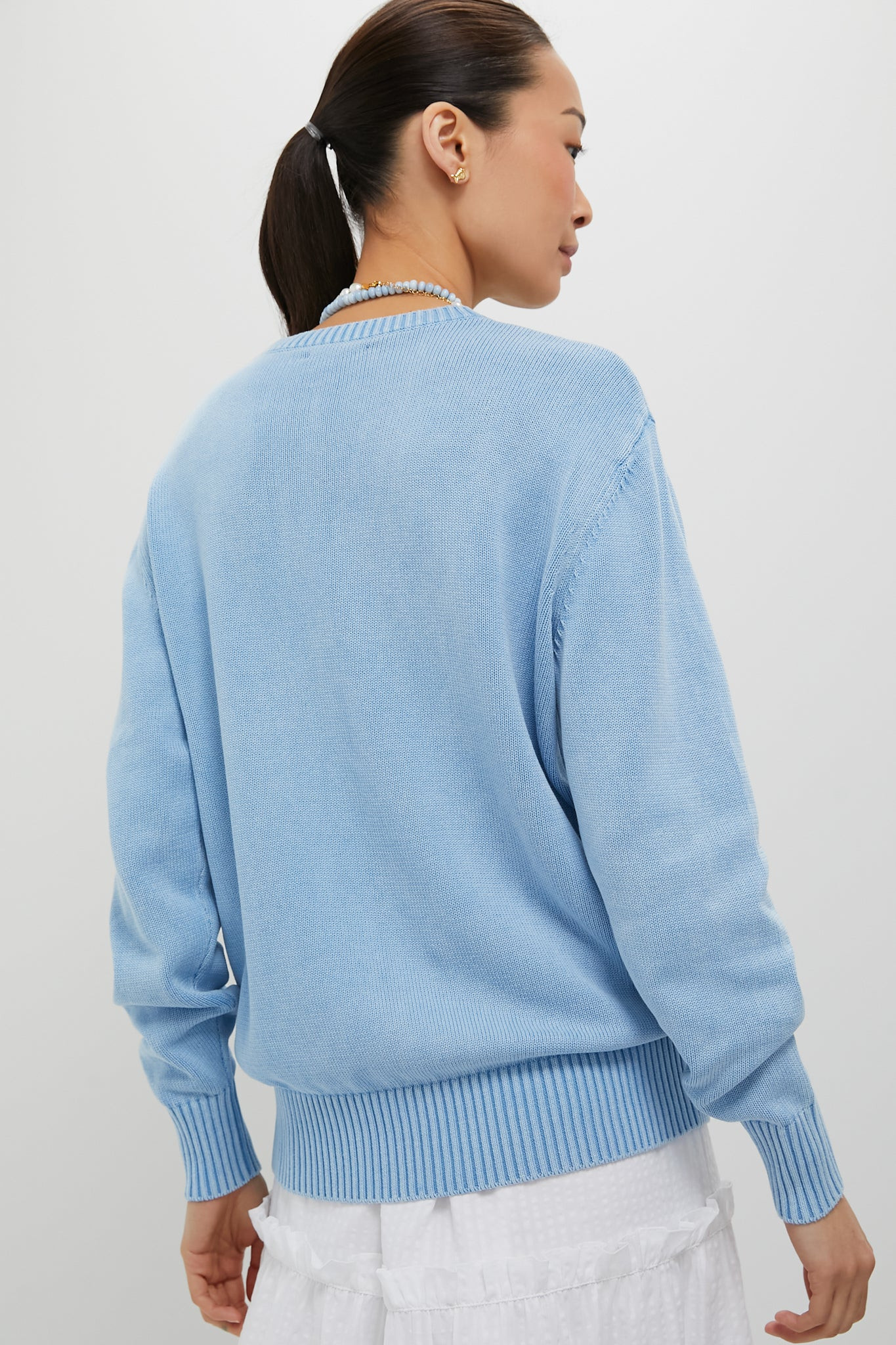 Light Blue Stone Washed Cotton Anne Crewneck Sweater | Tuckernuck (US)