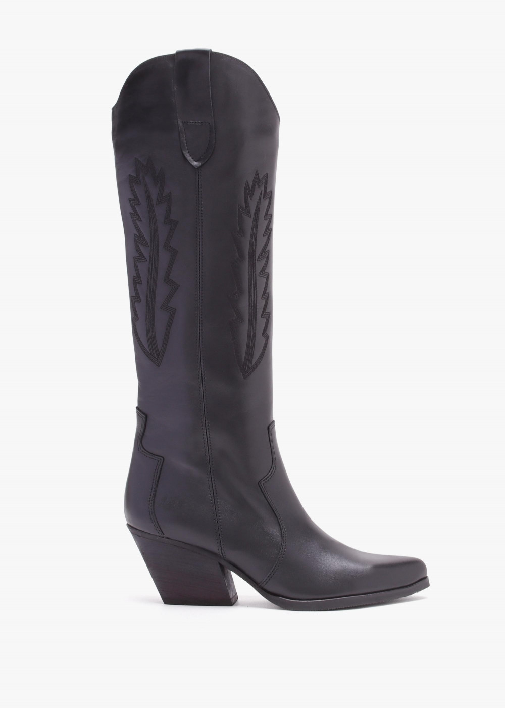 Kubra Black Leather Mid Height Cowboy Boots | Daniel Footwear (UK)