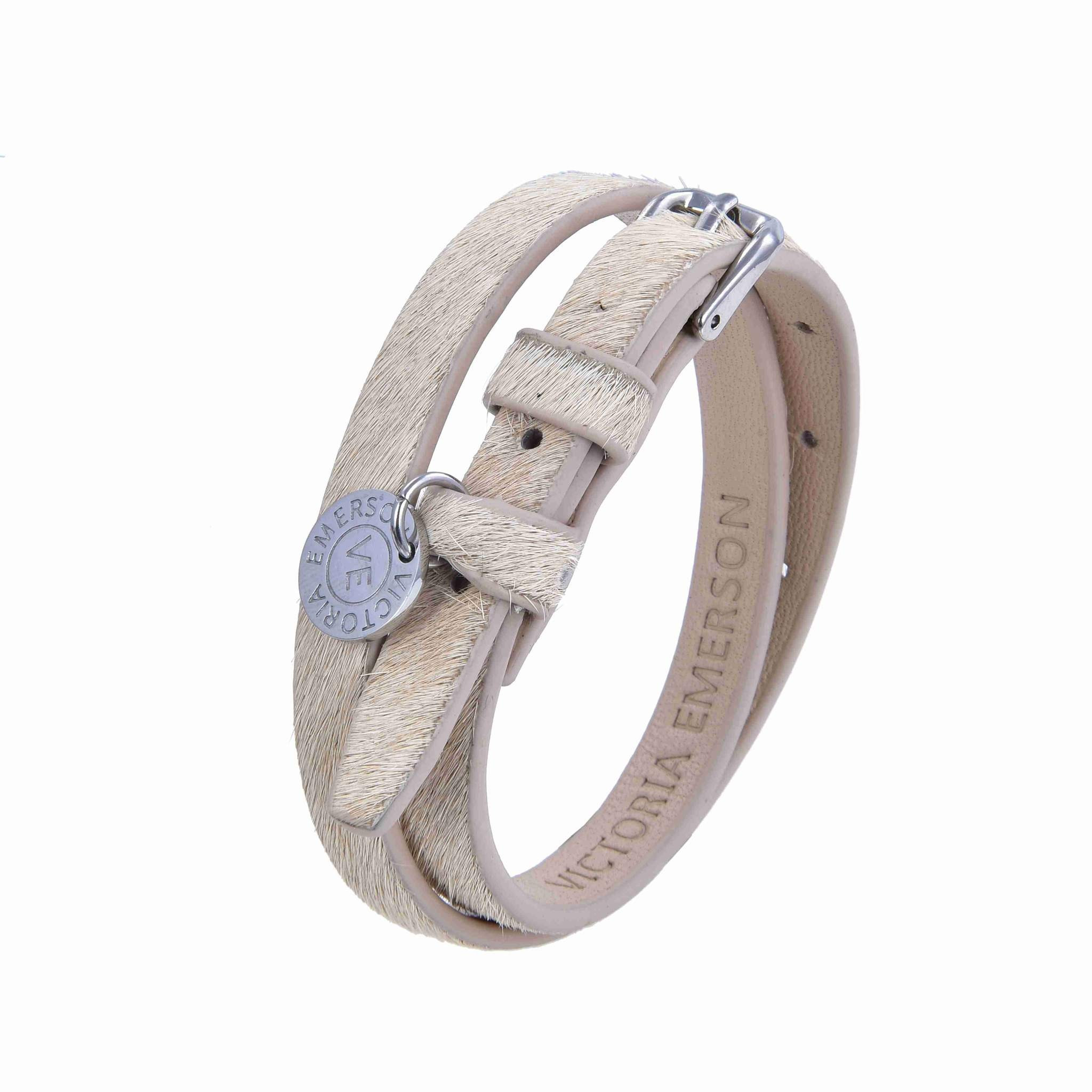 Double Wrap on Beige Textured Leather | Victoria Emerson