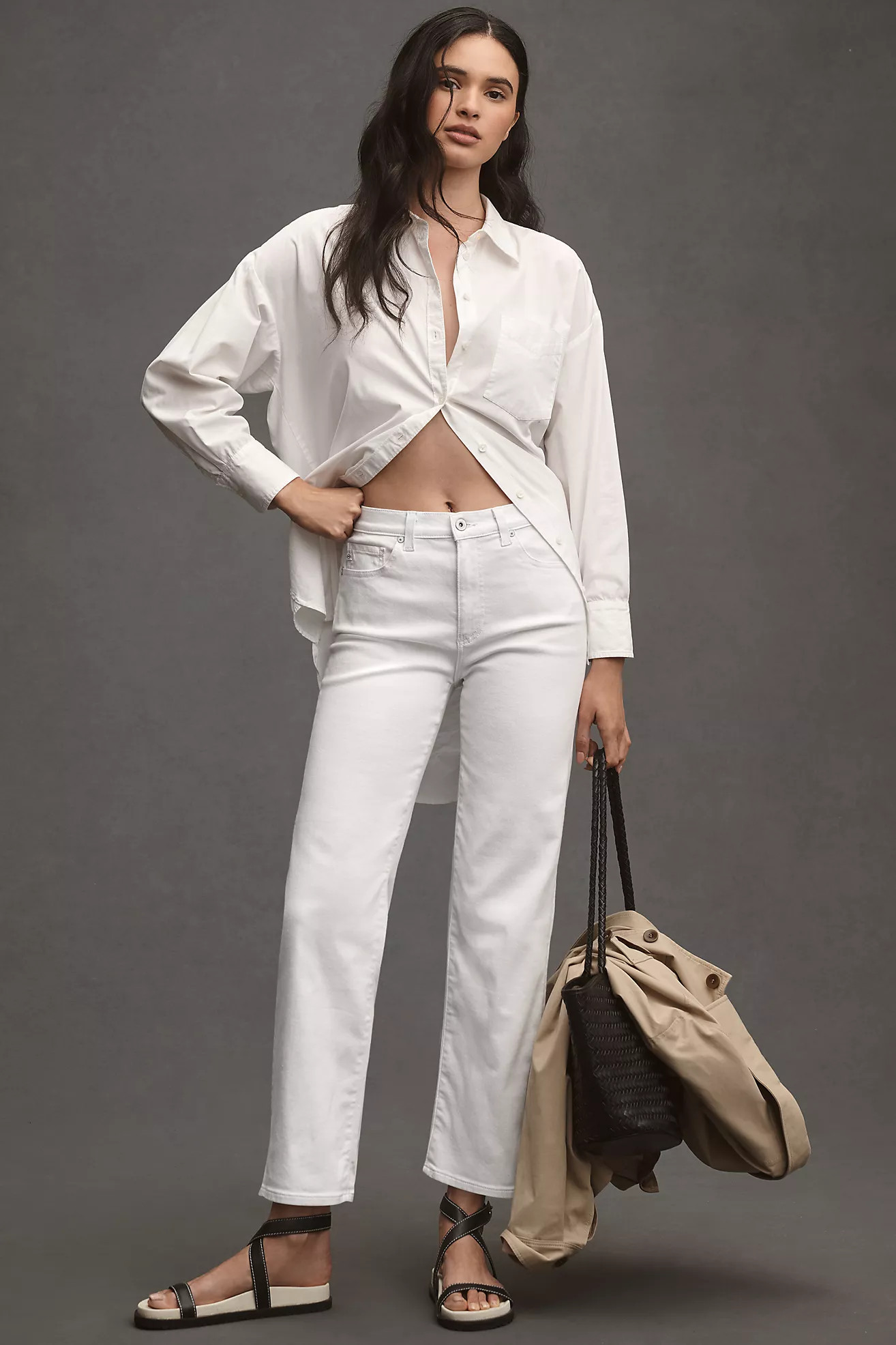 AG Brinley Mid-Rise Straight-Leg Jeans | Anthropologie (US)