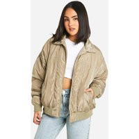 Womens Contrast Stitch Detail Oversized Bomber Jacket - Green - 12 | boohoo (US & Canada)