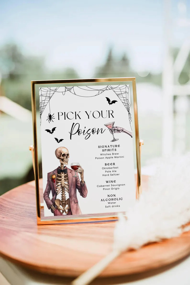 Halloween Bar Sign Template, Pick your Poison Bar Menu Template, Fall Cocktail Bar Sign Poster, H... | Etsy (Global)