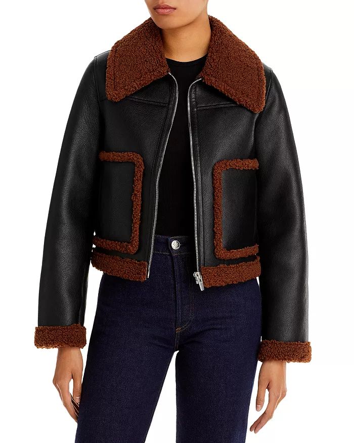 Archer Vegan Leather Fleece Trim Jacket | Bloomingdale's (US)