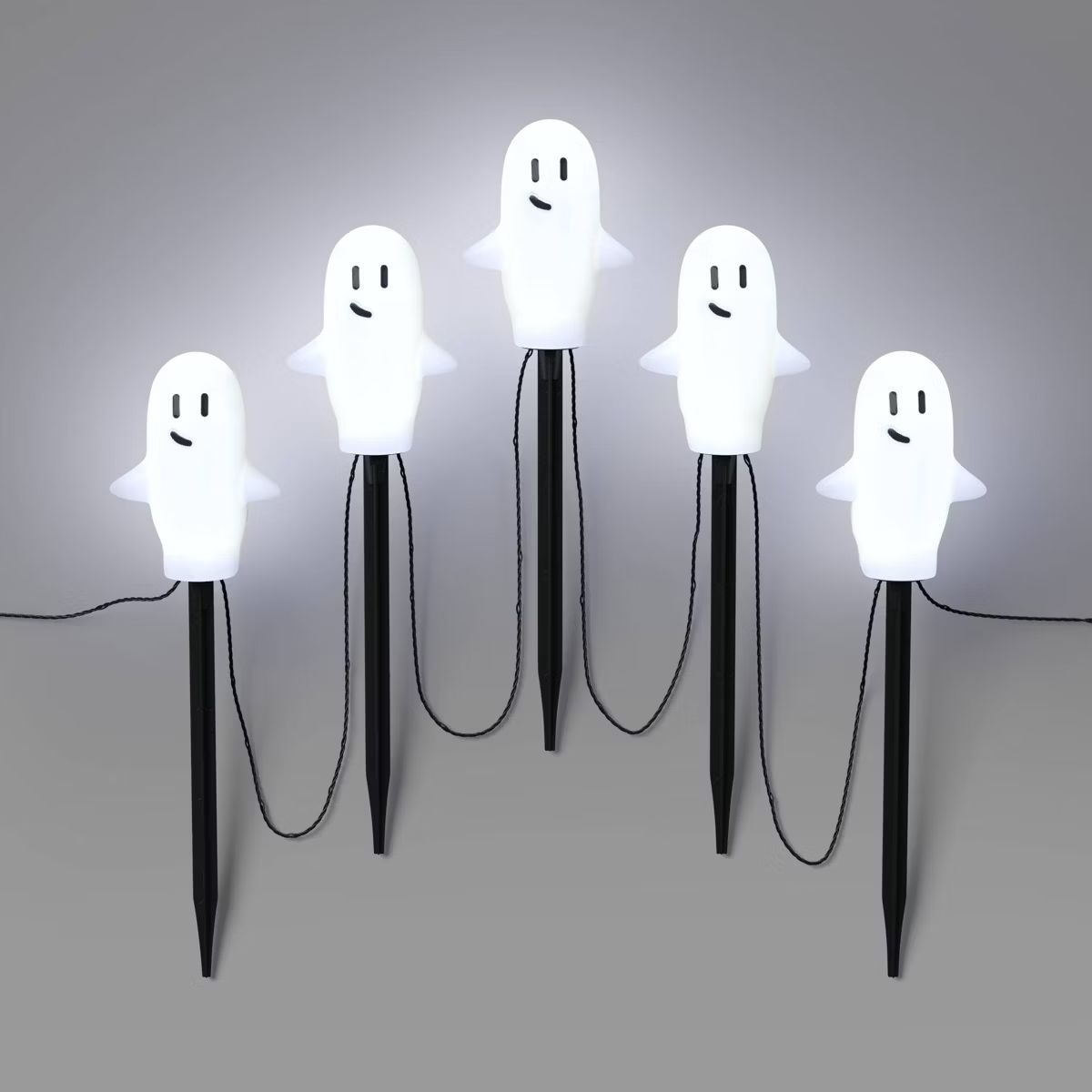 5ct 15.5" LED Halloween Pathway Lights with Timer Cool White Ghost - Hyde & EEK! Boutique™ | Target