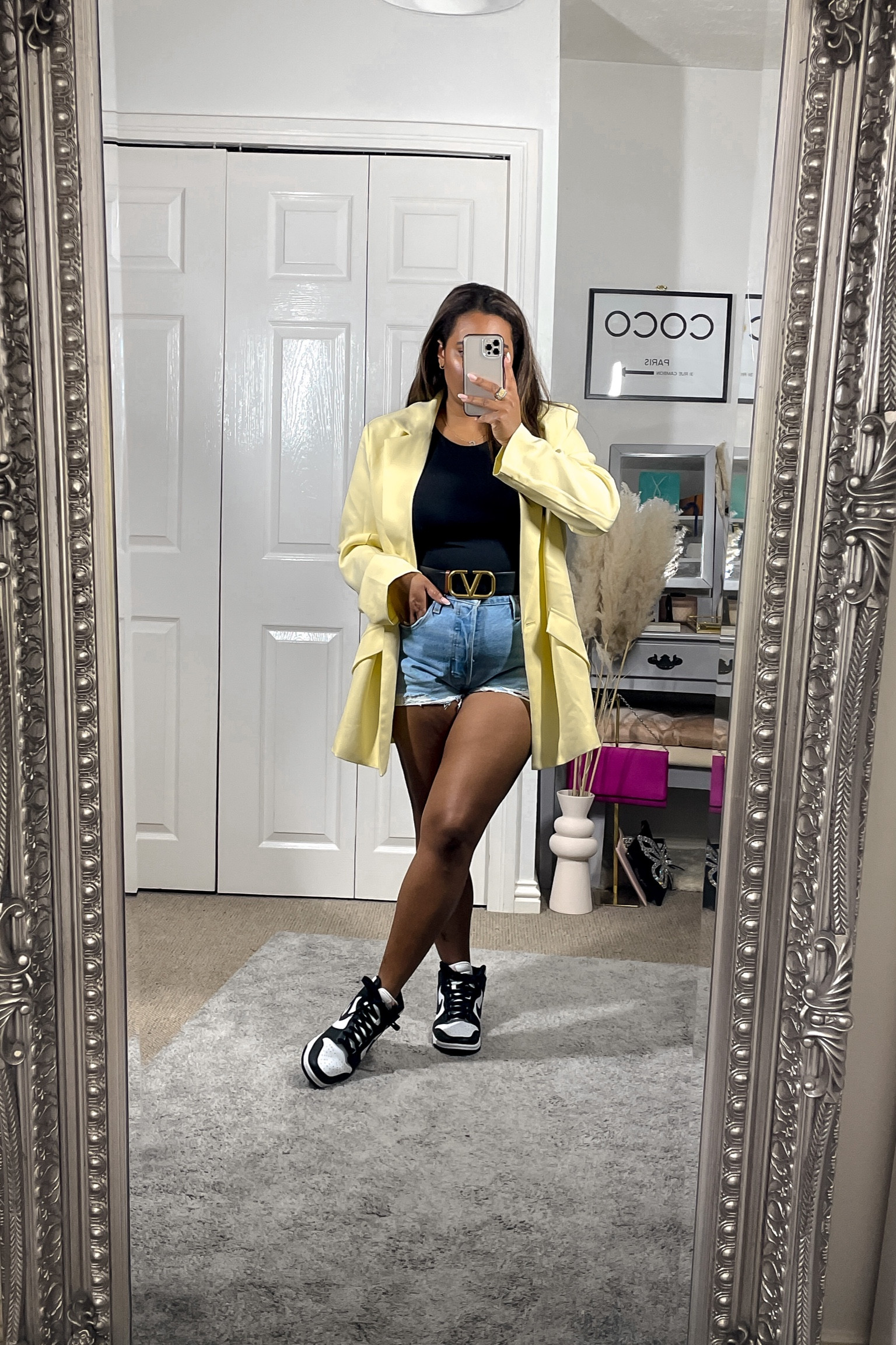 Bodysuit is Zara. Alternative linked. 
Belt is linked. 
Shorts are linked. 
Trainers are linked. 
Blazer is old In The Style. Alternative linked. 
Sunglasses are linked. 
Shoes are linked  

#LTKunder100 #LTKshoecrush #LTKstyletip