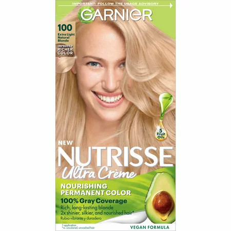 Garnier Nutrisse Nourishing Adult Hair Color Creme 100 Extra Light Natural Blonde Chamomile | Walmart (US)