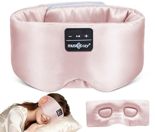 MUSICOZY 3D Silk Bluetooth Sleep Mask Headphones, Mulberry Silk Eye Mask with Ultra-Thin Wireless Speakers, Bluetooth 5.4 Sleeping Headphones for Side Sleepers, Music Sleep Mask Gifts for Men Women | Amazon (US)