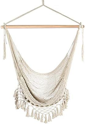 Chihee Hammock Chair Super Large Hanging Chair Soft-Spun Cotton Rope Weaving Chair, Hardwood Spre... | Amazon (US)