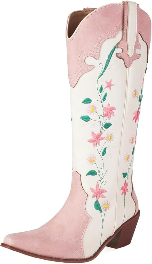 Classic Cowgirl Boots for Women Chunky Heel Western Knee High Boots EU35-48 | Amazon (US)