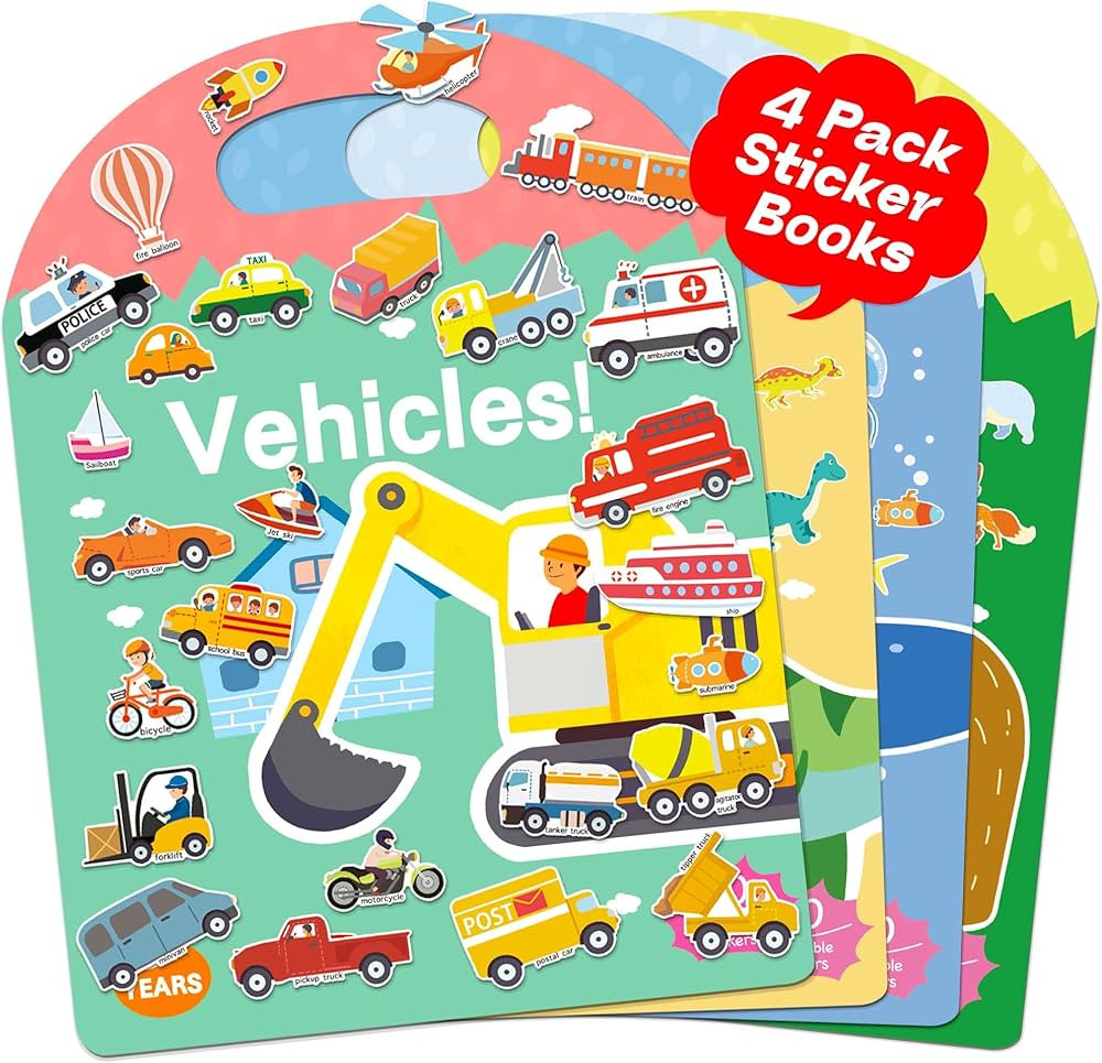 4 Sets Sticker Books for Toddlers 2-4 Years, 122 Pcs Puffy Stickers for Kids, 3D Sticker Books fo... | Amazon (US)