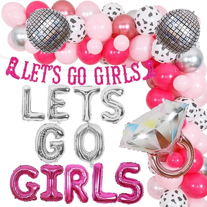 Western Cowgirl Let's Go Girls Bachelorette Party Decoration Hot Pink Nashville Bridal Shower Bac... | Amazon (US)