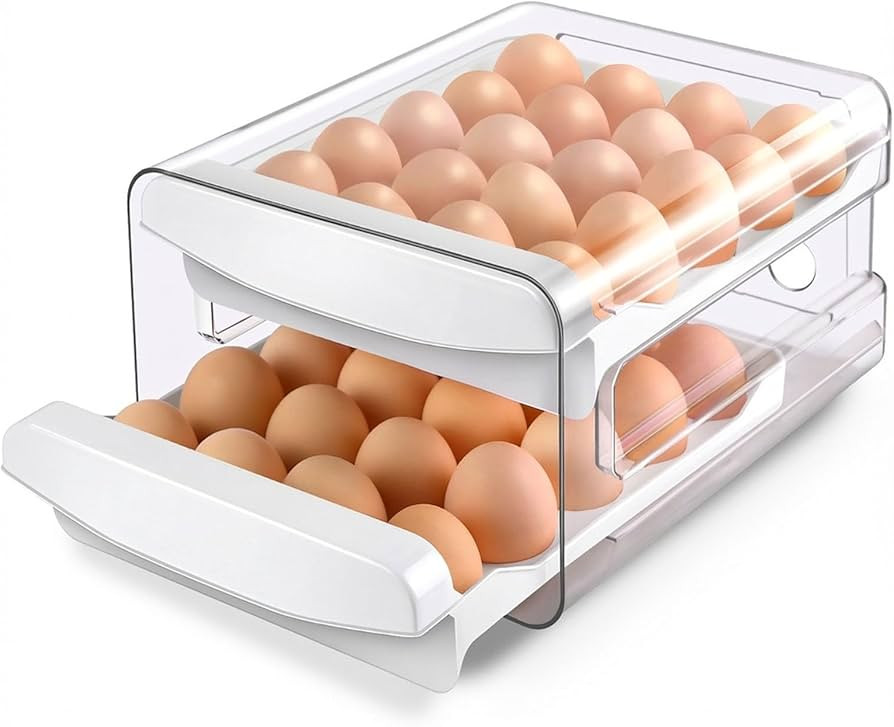 Zagtag® Egg Holder for Fridge, 2-Tier Stackable 40 Eggs Organizer Drawer for Refrigerator, Space... | Amazon (US)