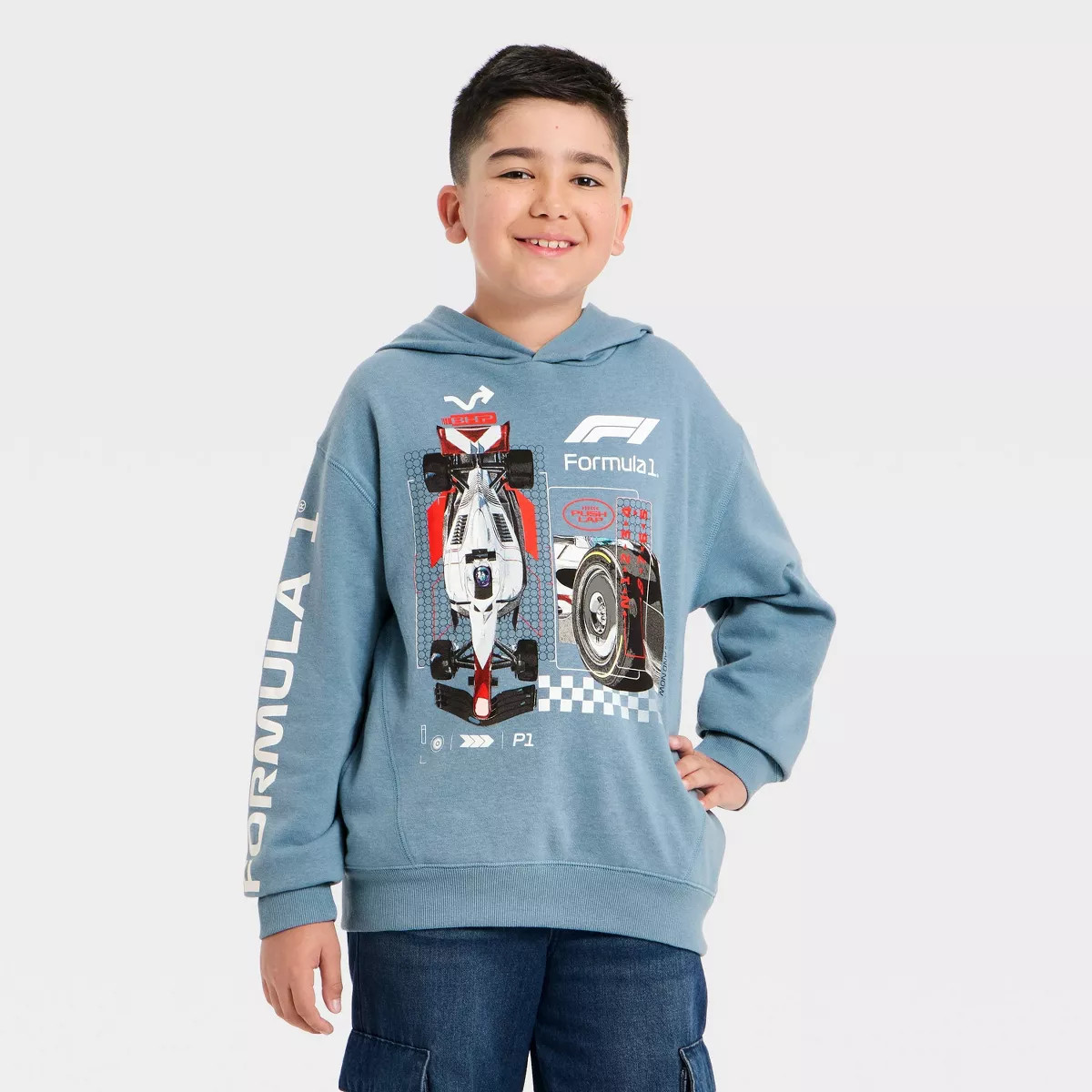 Boys' Formula 1 Race Car French Terry Fleece Hoodie Pullover Sweatshirt - Blue XS | Target