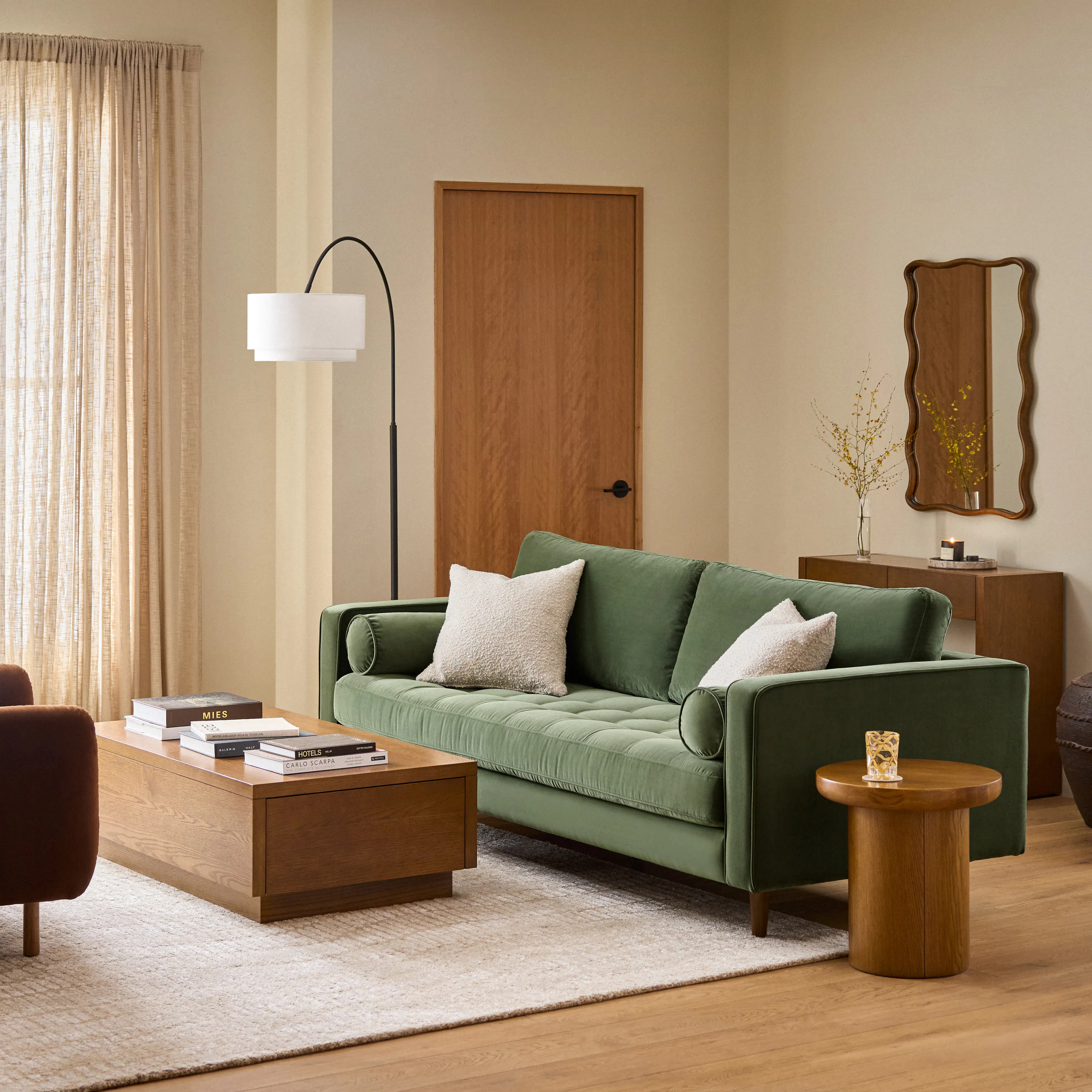 Sven 88" Tufted Velvet Sofa - Plush Pacific Green | Article