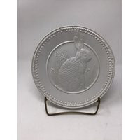 Pottery Barn White 8 Inch Debossed Bunny Pattern With Beaded Edge Or Rabbit Discontinued Plate. East | Etsy (US)