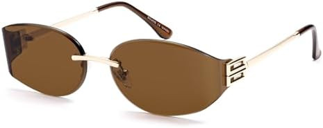 SOJOS Trendy Oval Sunglasses for Women,Fashion Rimless Metal Sun Glasses Y2K Style UV400 Protecte... | Amazon (US)