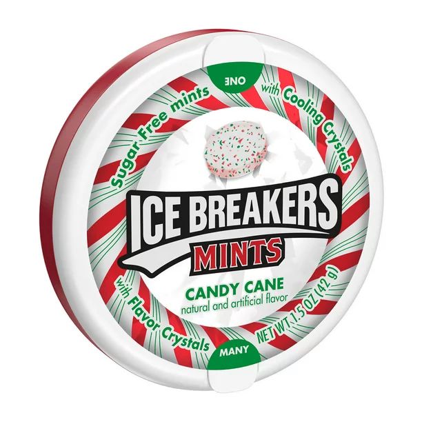 ICE BREAKERS, Candy Cane Sugar Free Breath Mints, Christmas, 1.5 oz, Tin - Walmart.com | Walmart (US)