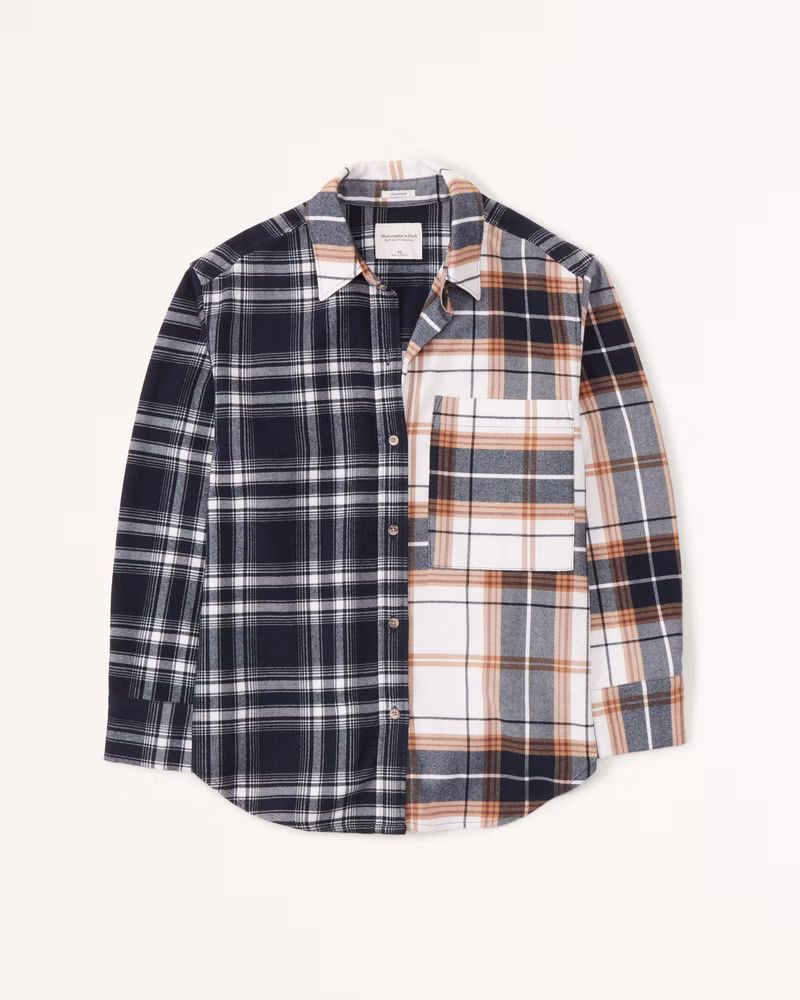 Oversized Colorblock Flannel Shirt Jacket | Abercrombie & Fitch (US)