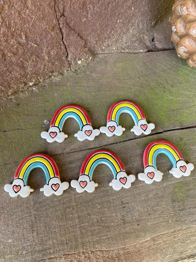 Handmade DIY Mosaic Rainbow Shape Tiles, Ceramic Mosaic Colourful Tile - Etsy | Etsy (US)