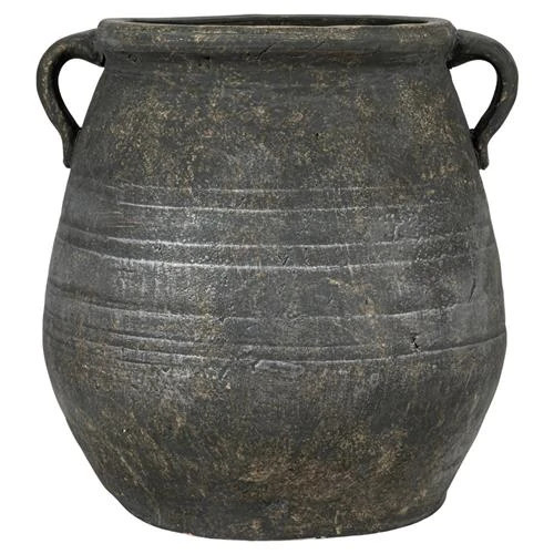 Leith French Country Distressed Grey Terracotta Planter Vase | Kathy Kuo Home