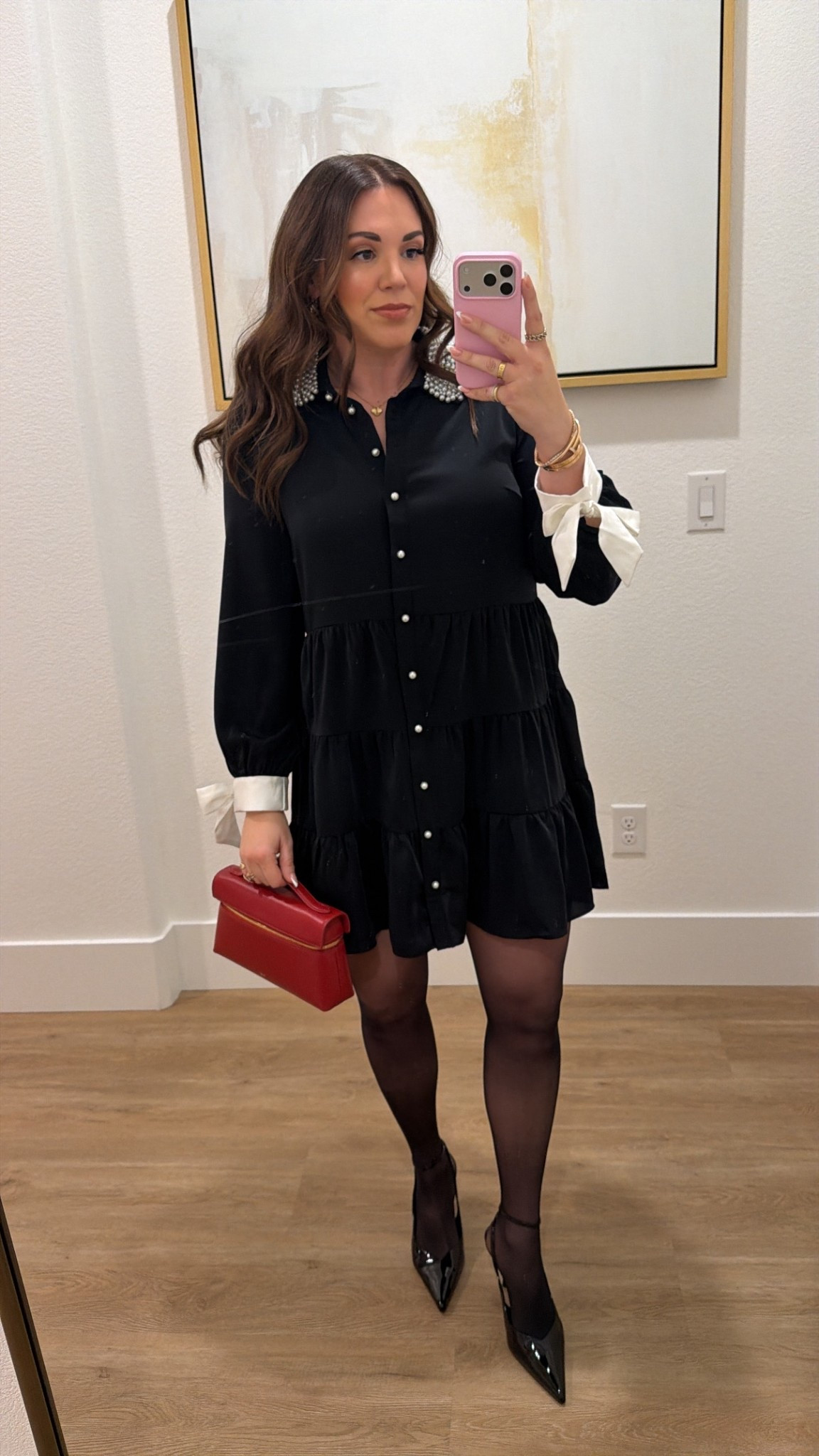 curvy midsize black outfit 🖤 wearing size 12 in black dress with pearl embellishments 

#LTKSeasonal #LTKMidsize