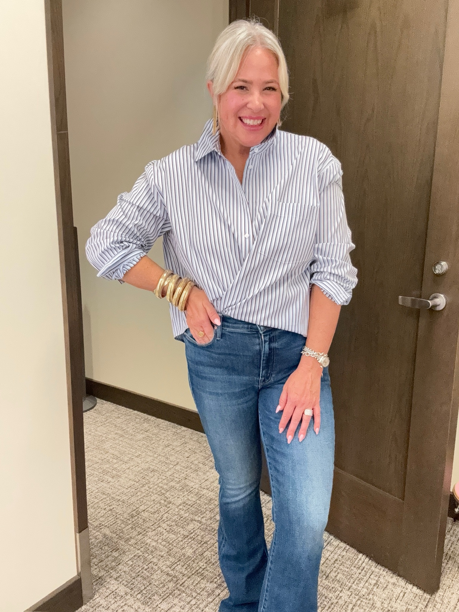 Nordstrom Anniversary Sale try on! 

This striped crop button up was a favorite! 
Size XL IN TOP, size 30 jeans 

#LTKSaleAlert #LTKSummerSales #LTKxNSale
