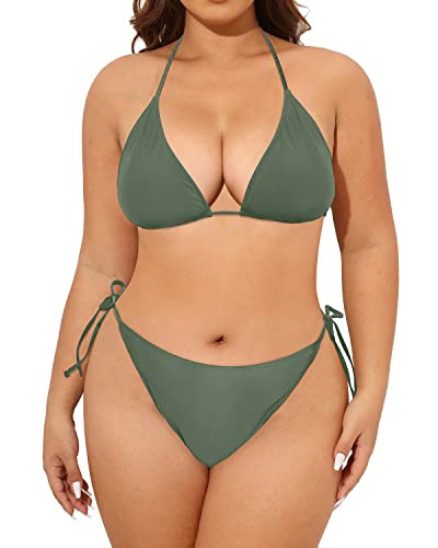 Amazon.com: Tempt Me Women Plus Size Sexy Bikini Set String Two Piece Bathing Suit Halter Tie Sid... | Amazon (US)