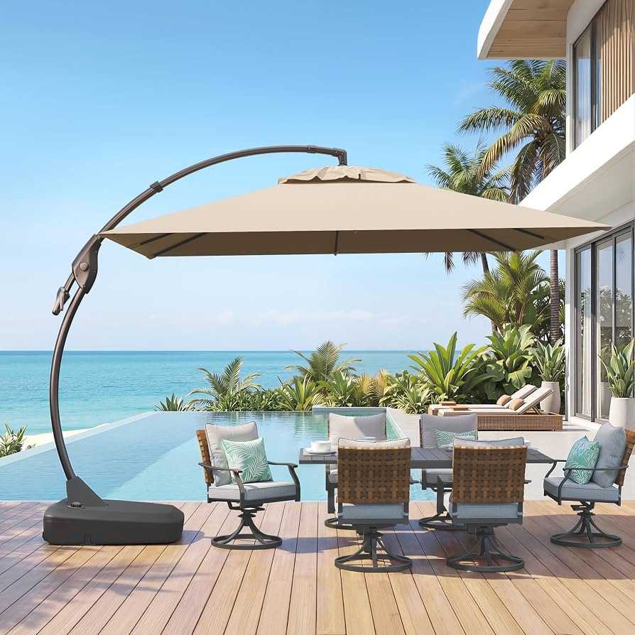 Grand patio 10x10 FT Patio Cantilever Umbrella with Base Outdoor Large Square Tilting Offset Umbr... | Amazon (US)