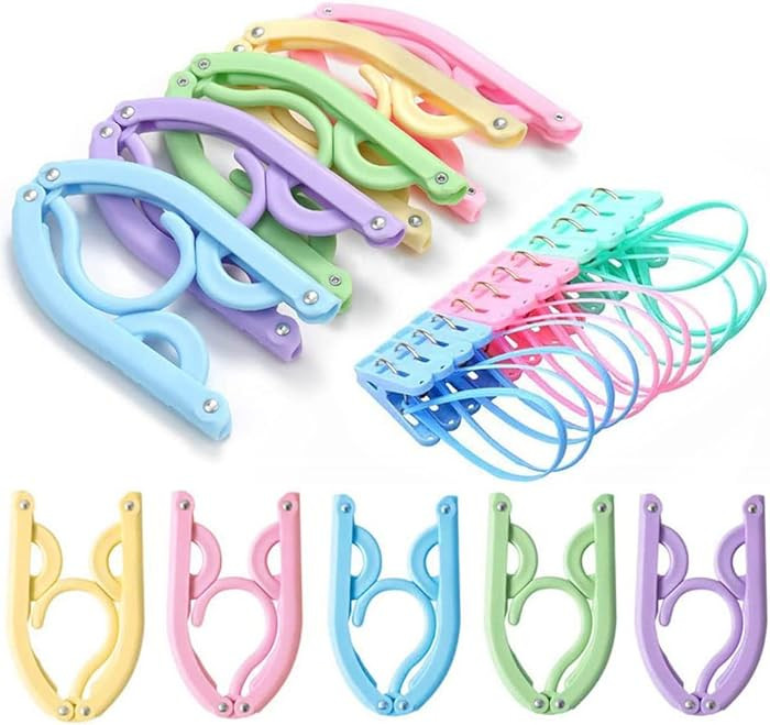 20 PCS Travel Hangers with 12 Pcs Clips - Cruise Ship Essentials Portable Folding Clothes Hangers... | Amazon (US)