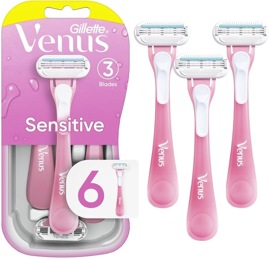Gillette Venus Sensitive Disposable Razors for Women with Sensitive Skin, 6 Count, Delivers Close... | Amazon (US)