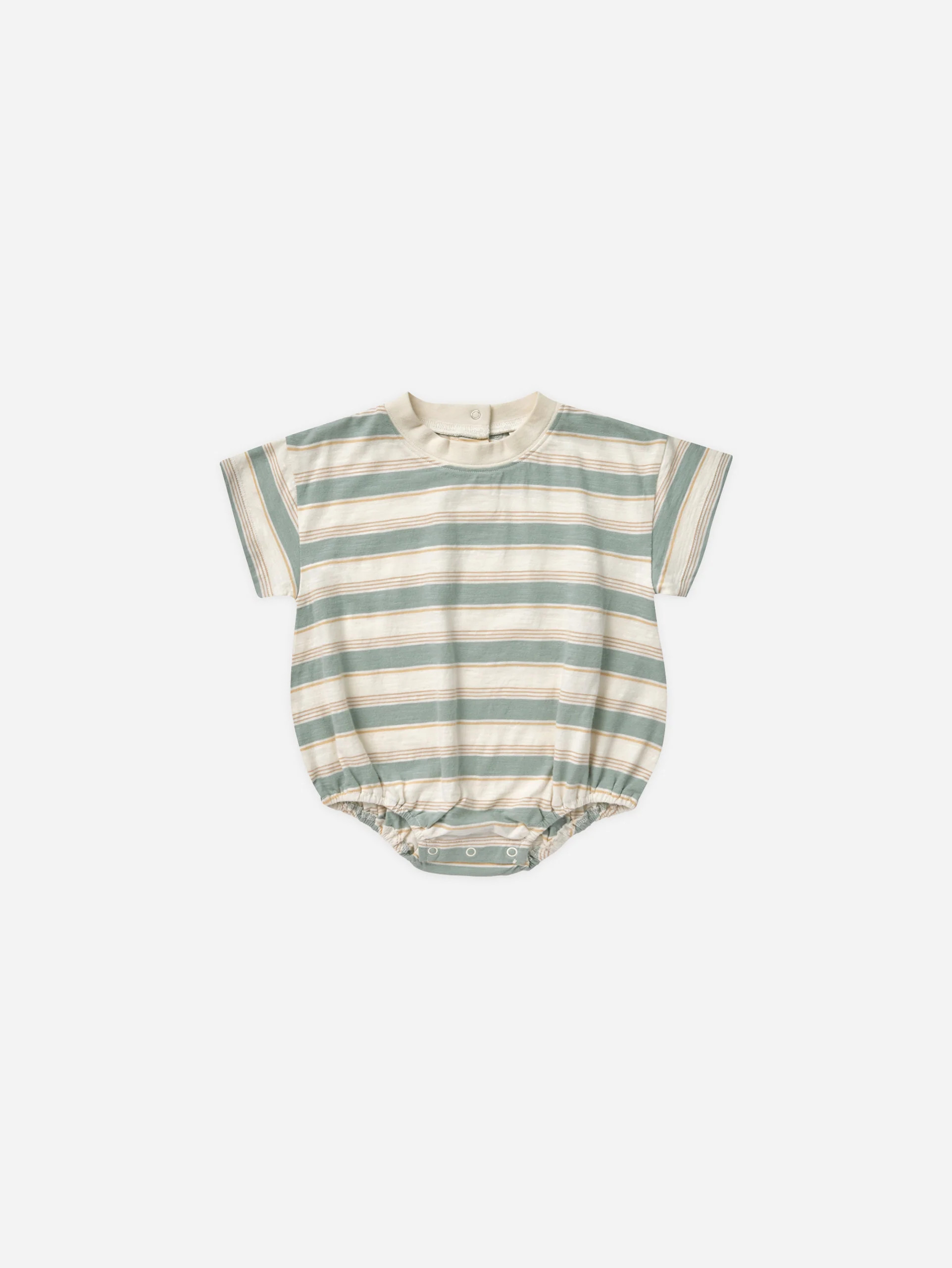 Relaxed Bubble Romper || Aqua Stripe | Rylee + Cru