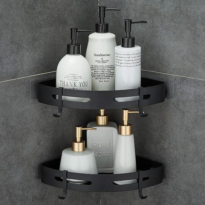 Adhesive Corner Shelf Bathroom Shower Caddy Organizer for Kitchen Toilet No Drilling 2-Tier Bathr... | Amazon (US)