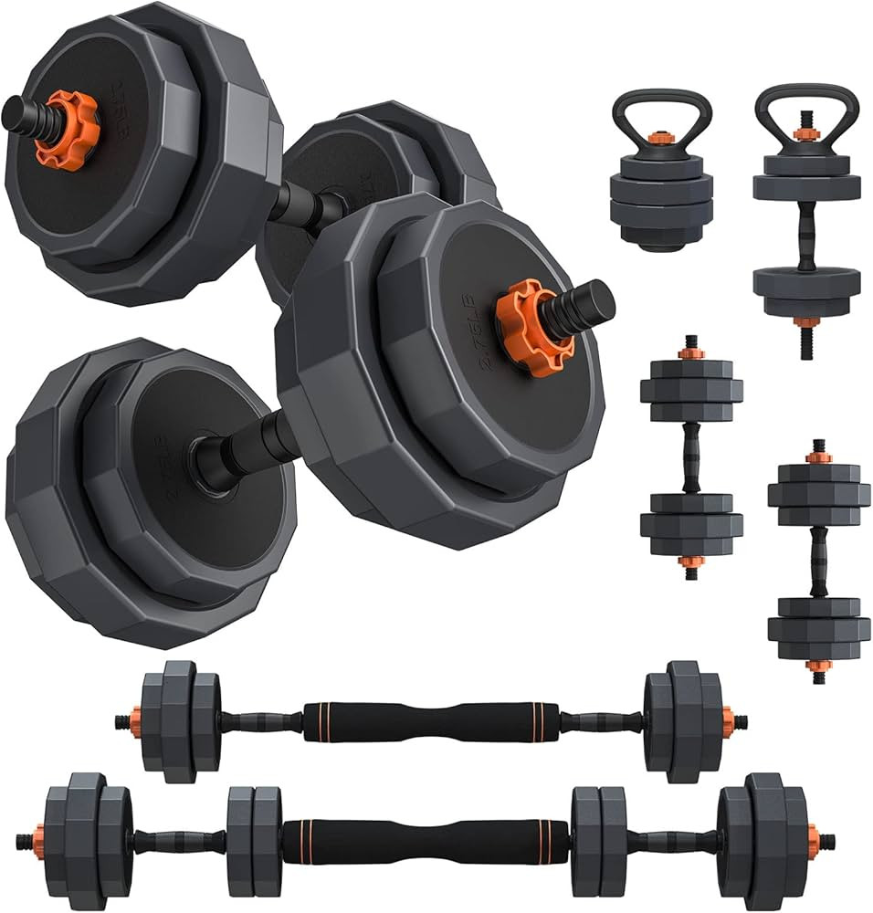 Lusper Adjustable Weights Dumbbells Set, 44LB/55LB/66LB Free Weights, 3 in 1 Mutiweight Dumbbell/... | Amazon (US)