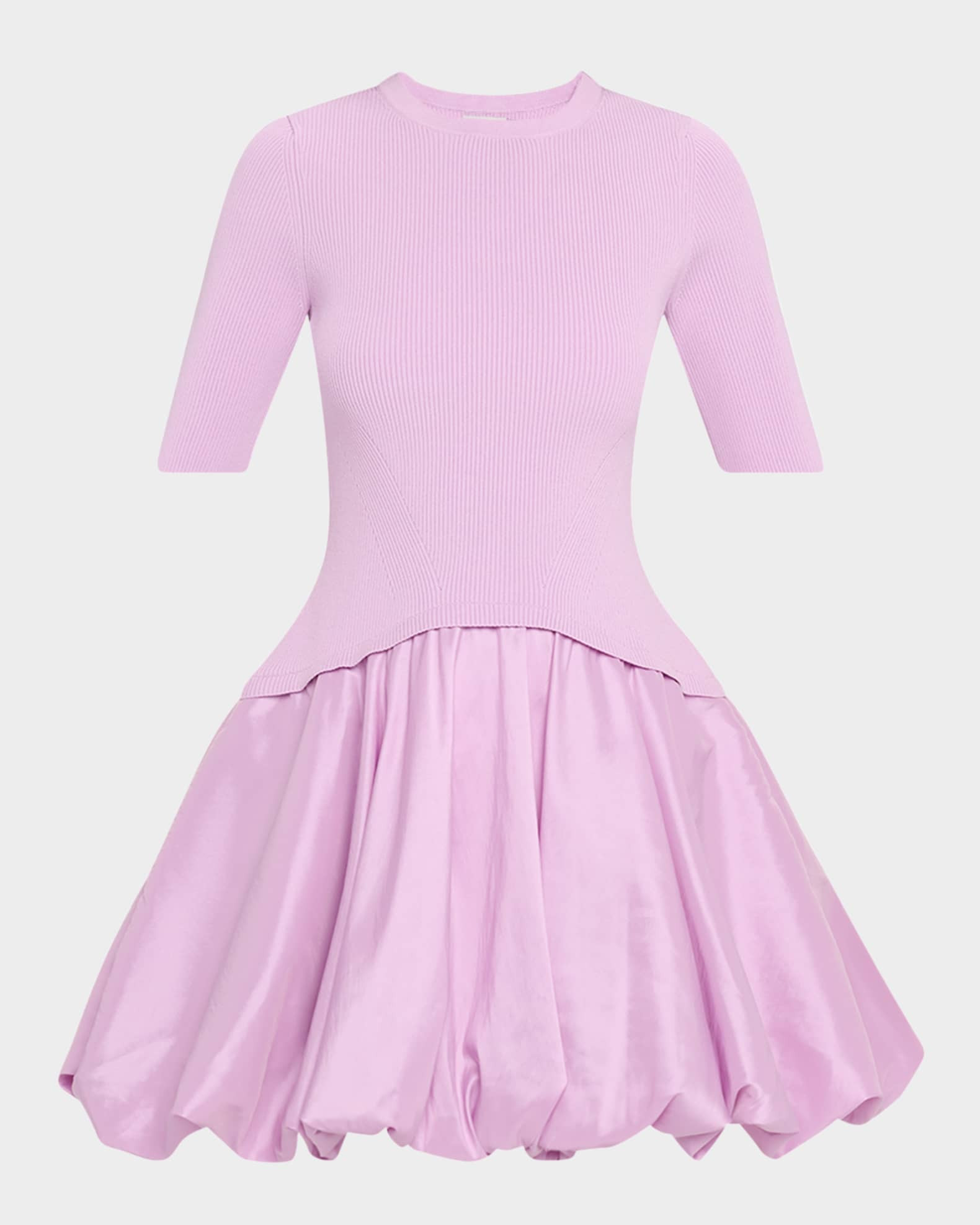 SIMKHAI Kenny Mixed Media Bubble Mini Dress | Neiman Marcus