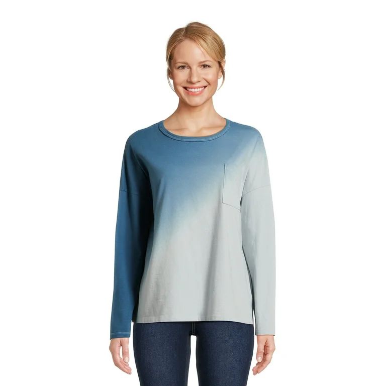 Time and Tru Women's Oversized Tie Dye T-Shirt with Long Sleeves, Sizes XS-XXXL | Walmart (US)