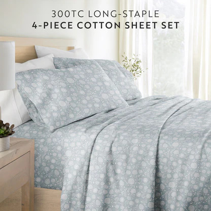Bohemian Garden 4-Piece Long Staple Cotton Sheet Set | Linens and Hutch