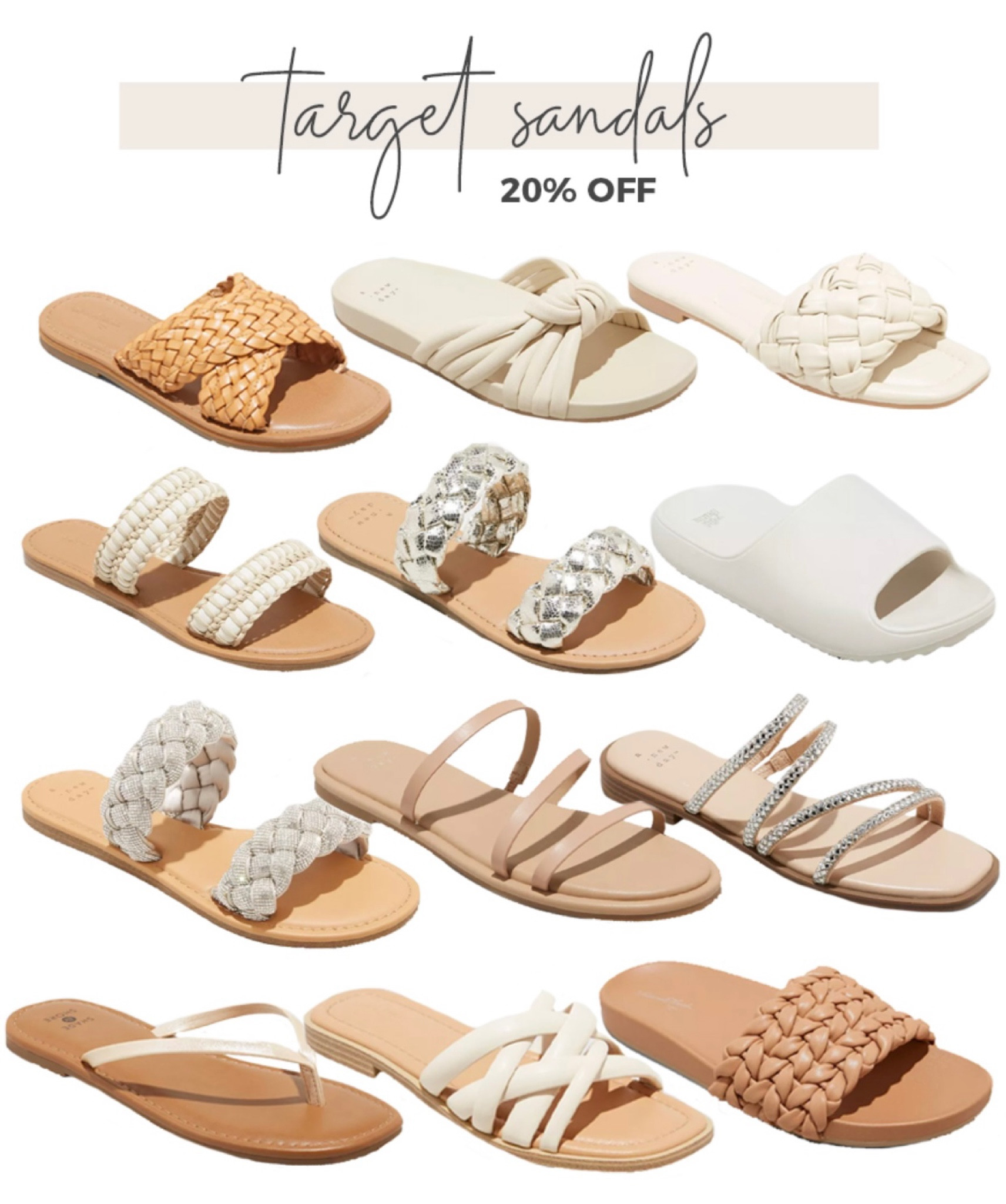 20% off Target sandals! 

#targetfinds #targetfashion #springsandals #neutralsandals 

#LTKsalealert #LTKshoecrush #LTKSeasonal