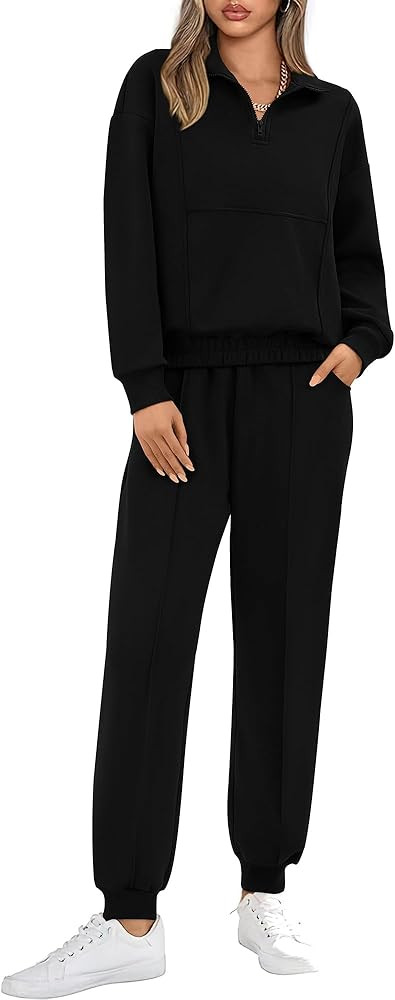BTFBM Women 2024 Two Piece Tracksuits Sweatsuits Fall Winter Clothes Quarter Zip Sweatshirt Jogge... | Amazon (US)