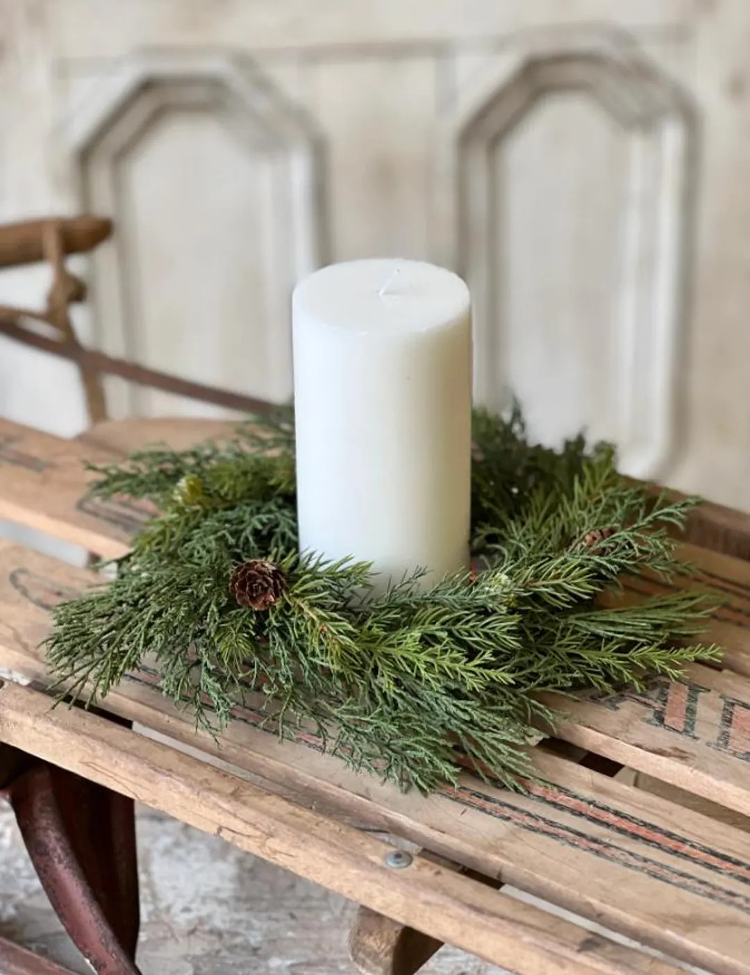 Telluride Spruce Candle Ring | 10" | Faux Greenery With Pine Cones | Christmas Centerpiece | Wint... | Etsy (US)