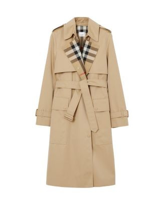 Burberry Long Check Lapel Gabardine Trench Coat | Bloomingdale's Women | Bloomingdale's (AU)