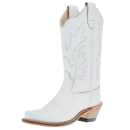 Old West Western Girls Boots Snip Toe Stitched Leather White CF8225 | Walmart (US)