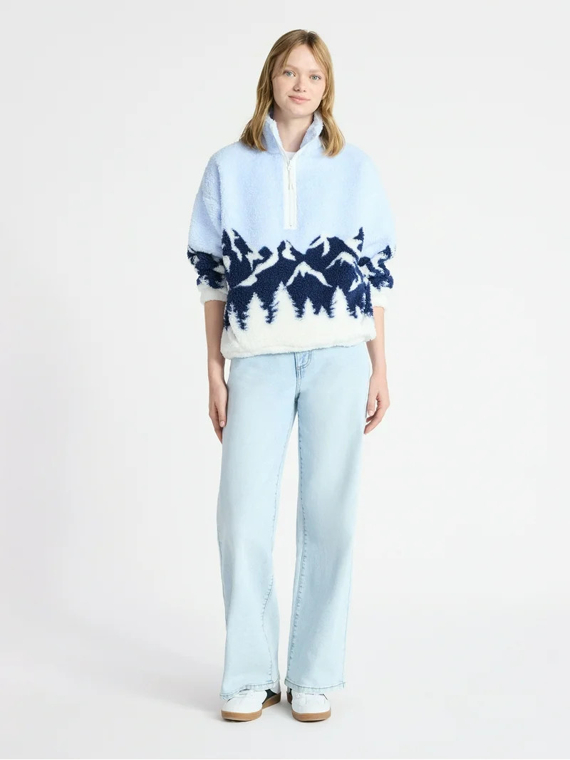 No Boundaries Plush Half-Zip Pullover, Women's | Walmart (US)