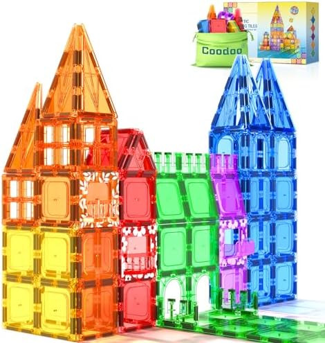 Coodoo 60 PCS Magnetic Building Tiles Kids Toys STEM Magnetic Blocks Sensory Toys Kids Games Magn... | Amazon (US)