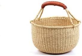 Hands Craft Fair Trade Ghana Bolga African Dye-Free Market Basket Natural Baskets (9"-11" Small) | Amazon (US)