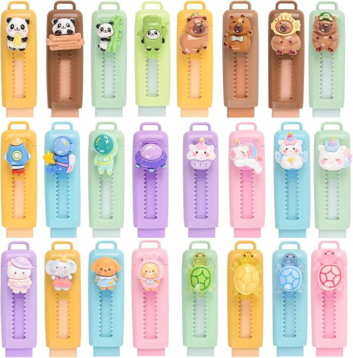 24 Pcs Cute Retractable Eraser for Pencils Cute School Supplies Kawaii Erasers for Kids Fun Carto... | Amazon (US)