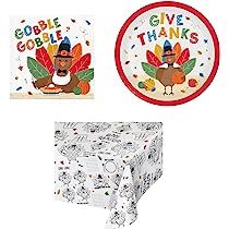 Kids Activity Tablecloth - Thanksgiving Plates and Napkins for Kids - Thanksgiving Tableware Set | Amazon (US)