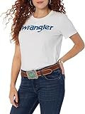 Wrangler Women's Short Sleeve Fitted Graphic T-Shirt, Bright White, Large | Amazon (US)