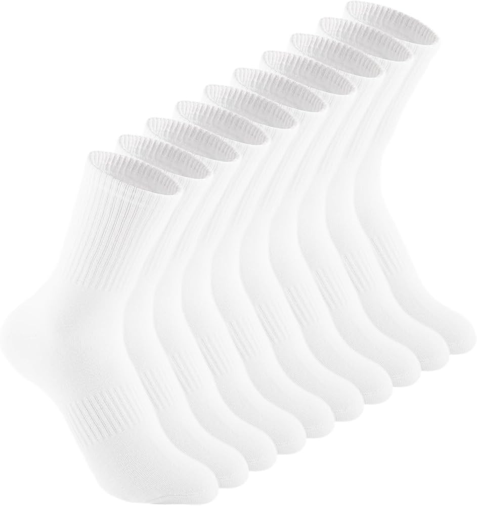 Irisbear Cushion Crew Socks for Women Cotton Running Hiking Athletic Long Socks for Women 5 Pairs | Amazon (US)