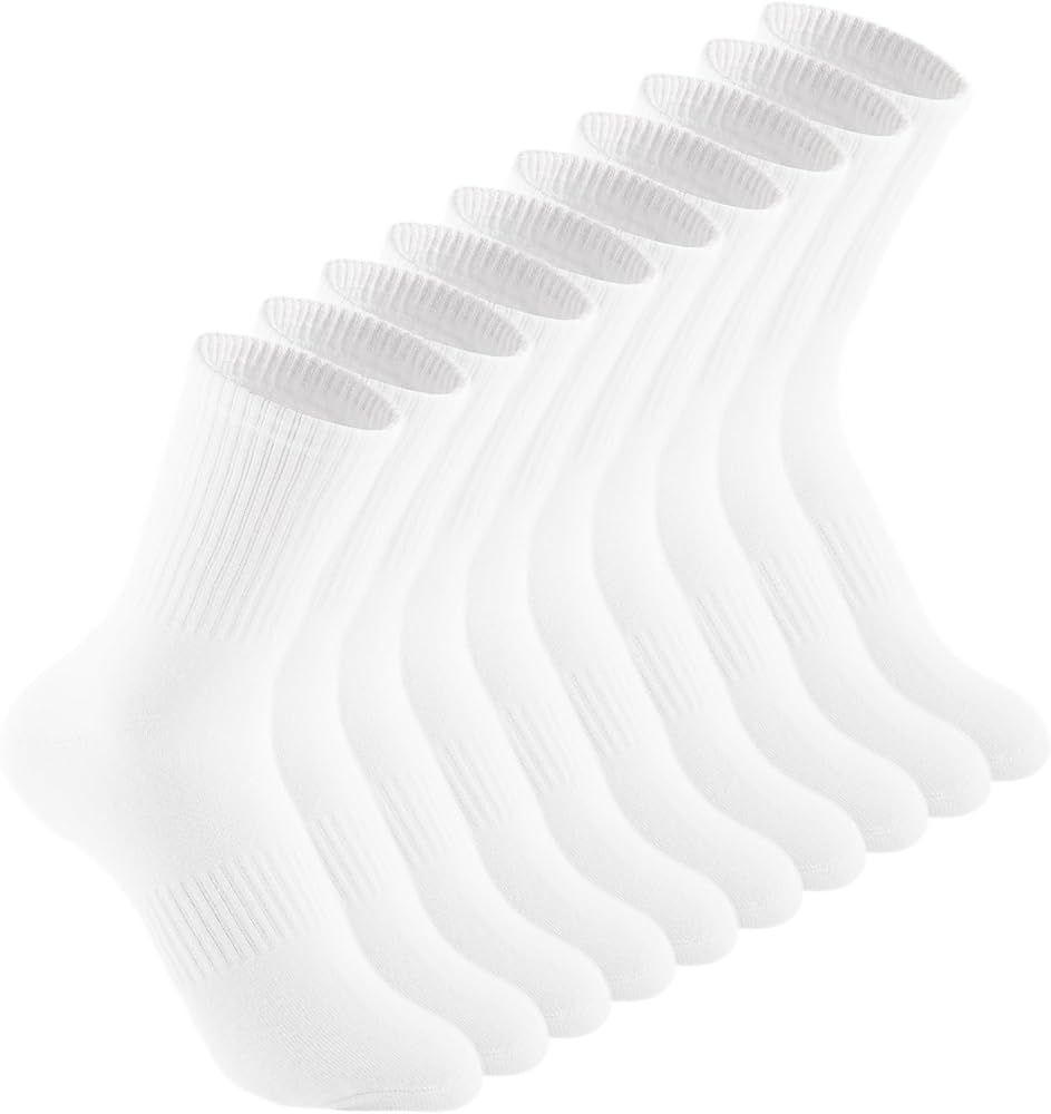 Irisbear Cushion Crew Socks for Women Cotton Running Hiking Athletic Long Socks for Women 5 Pairs | Amazon (US)
